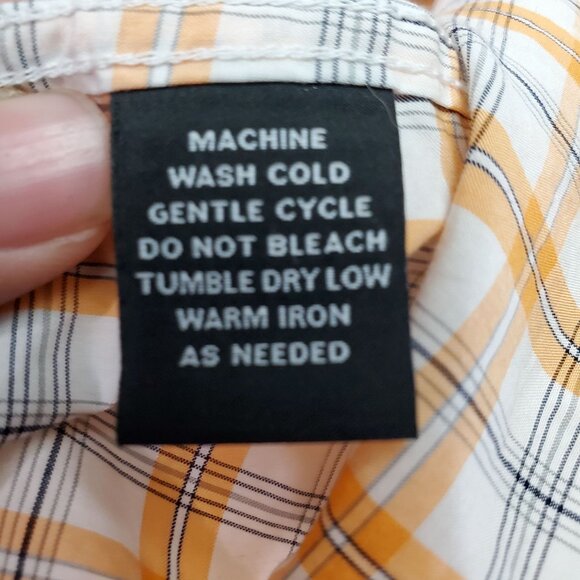 Saks Fifth Avenue Shirt Mens Large Yellow Plaid Button-Up Long Sleeve Cotton - Picture 3 of 9